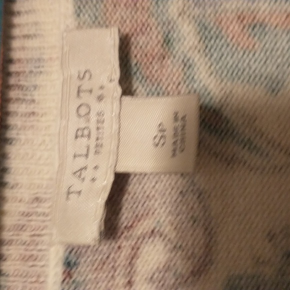 Talbots woman's size SP pullover cotton paisley v-neck knit top - Picture 2 of 10